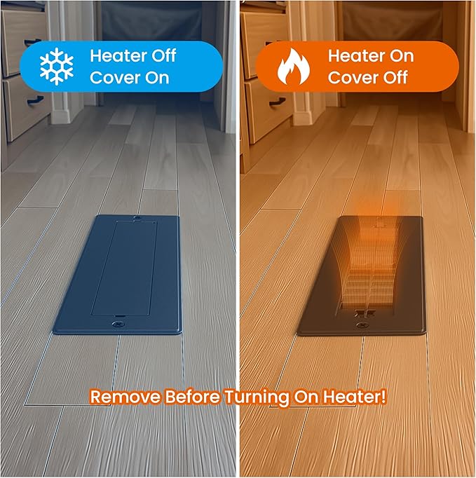 Safoner Aluminum RV Floor Vent Cover 2"x10" Register with Removable Cover, Durable Camper Essential, Pet-Friendly RV Vent Accessories for Inside, 1 Pack-Black