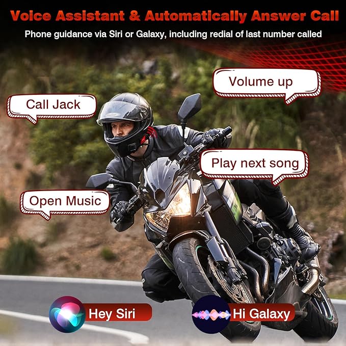 Motorcycle Helmet Headset 8 Riders Communication System X8 Intercom with Music Sharing/HiFi Sound/3 EQ Music Modes/DSP&CVC Noise Cancellation/IP67/FM Radio - X8-Red 2 Pack