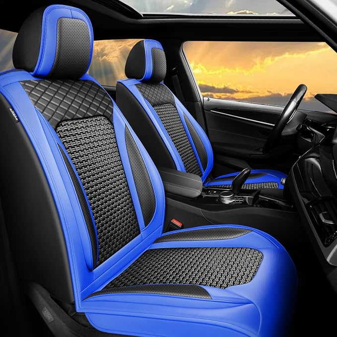 Fit Frontier Ice Silk Cooling Car Seat Covers for Nissan Frontier 2012-2025 2026, Breathable Seat Protector, Anti-Slip & Scratch-Resistant，Sweatproof Auto Cushion Covers（5 Seats, Blue）