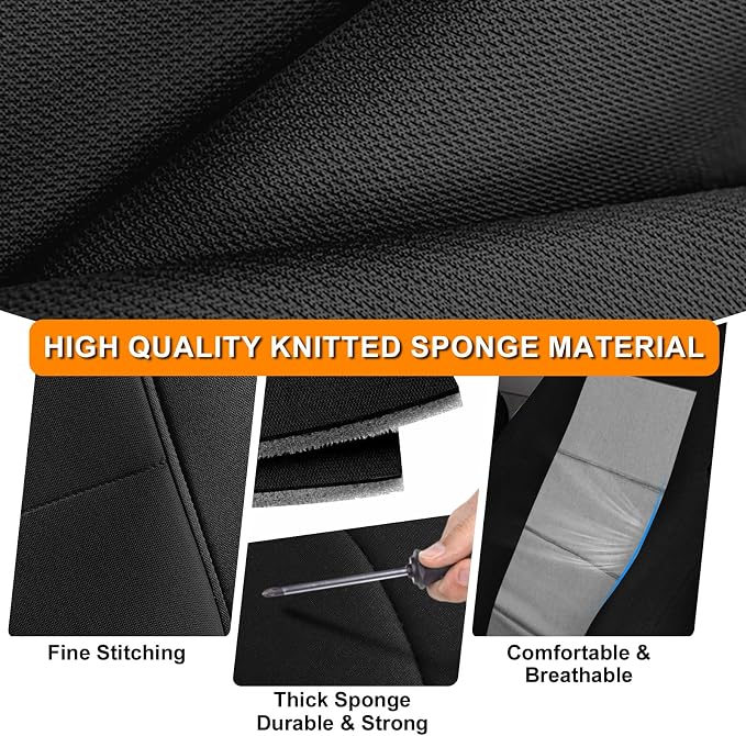 Truck Seat Cover Compatible with 1997-2000 Ford F-150 Seat Covers Front 40/60 Split Bench with Opening Center Console, Not with Airbags Next to The Headrest, Black and Gray