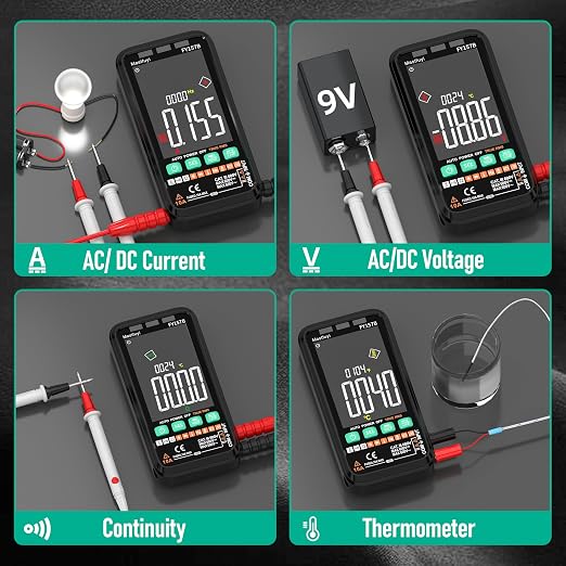 Multimeter 6000 Counts TRMS Digital Multimeter,Rechargeable Electrical Tester with Auto Ranging Digital Voltmeter,Measures Voltage Current Resistance Continuity Capacitance Temperature Frequency