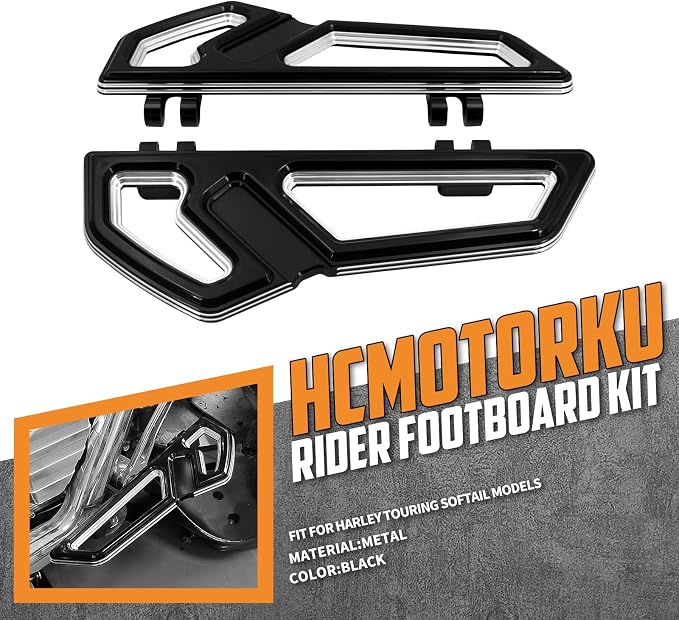 Driver Floorboards Rider Front Footboards Pedal Foot Peg Fit For Harley Touring Road King Road Glide Electra Glide Street Glide Softail Dyna Black base Chrome frame