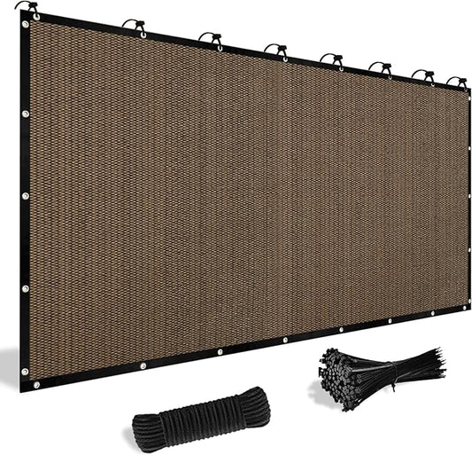 Shade&Beyond Customized Size 10' X 10' Shade Cloth with Grommets, 90% UV Protection UV Protection Mesh Tarp Sun Screens for Patio GN04, Mocha
