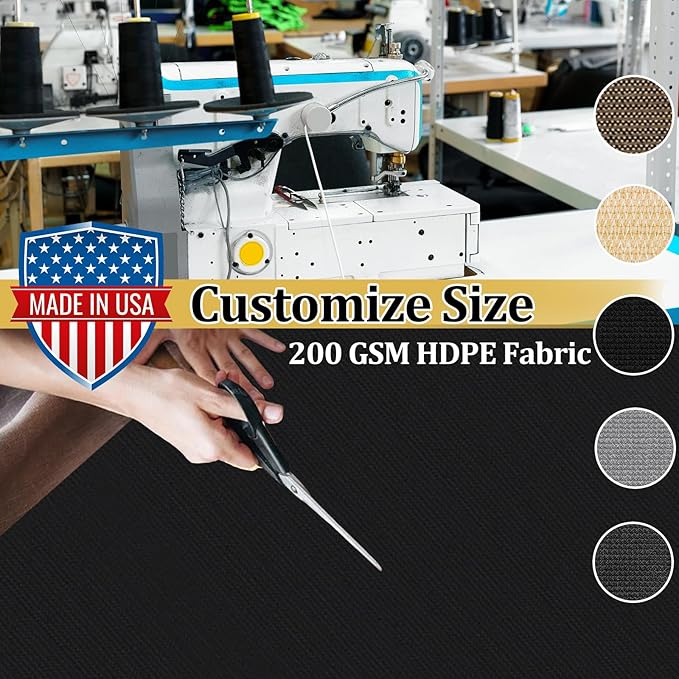 Shade&Beyond Customized Size 24' X 24' Shade Cloth with Grommets, 90% UV Protection UV Protection Mesh Tarp Sun Screens for Patio GN04, Black