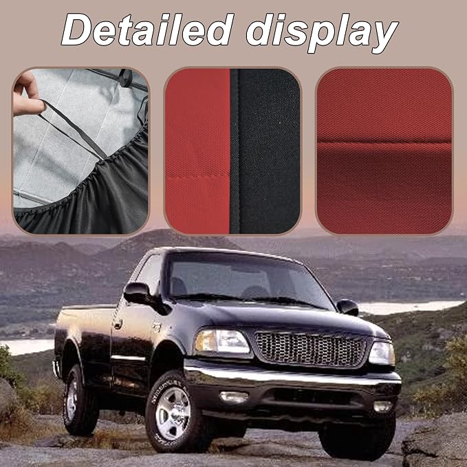 ESMING Front Bench Seat Cover with Molded Headrests Fit for Ford F-150 1999-2004, Thickened Waterproof Oxford Cloth, Solid Bench Seat Protector, Easy to Clean