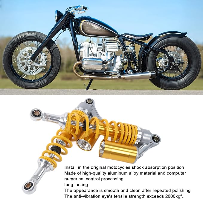 Pair 13.5 Inch Aluminum Motorcycle Shock Absorbers, Universal Smooth All alloy Comfy Damper for ATV Go Kart Quad Dirt Sport Bikes (Yellow