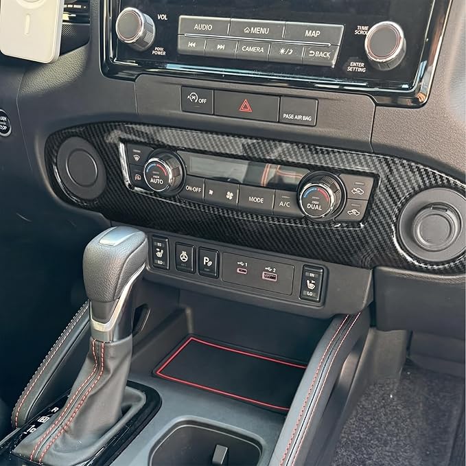 Carbon Fiber Center Console AC Air Vent Panel Cover Compatible with Nissan Frontier 2022-2024