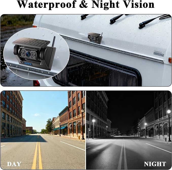 Magnetic Wireless Backup Camera, LASTBUS Solar Portable Truck Trailer Rear View Camera + 5" 1080P HD Monitor No Wiring Waterproof Night Vision Backup Camera System for Car RV Camper 5th Wheels