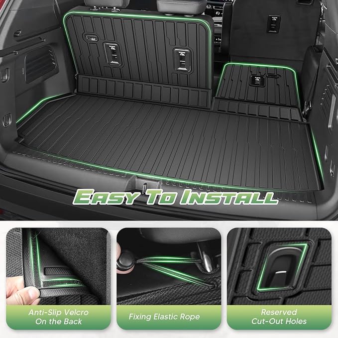 Cartist Cargo Mat & Backrest Mat Fits for Chevy Traverse 2024-2026 & GMC Acadia 2024-2026 & Buick Enclave 2025-2026 (7/8 Seats) All Weather TPE Trunk mat for Traverse/Acadia/Enclave Car Accessories