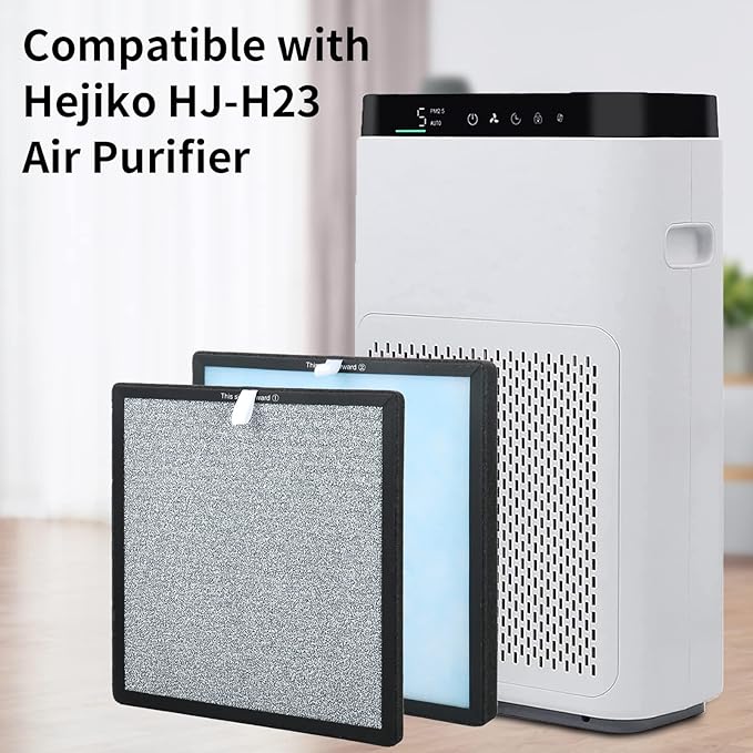 2-Set HJ-H23 Replacement Filter Compatible with Hejiko HJ-H23 Purifier, 2 True H13 HEPA Filters + 2 Activated Carbon Filters