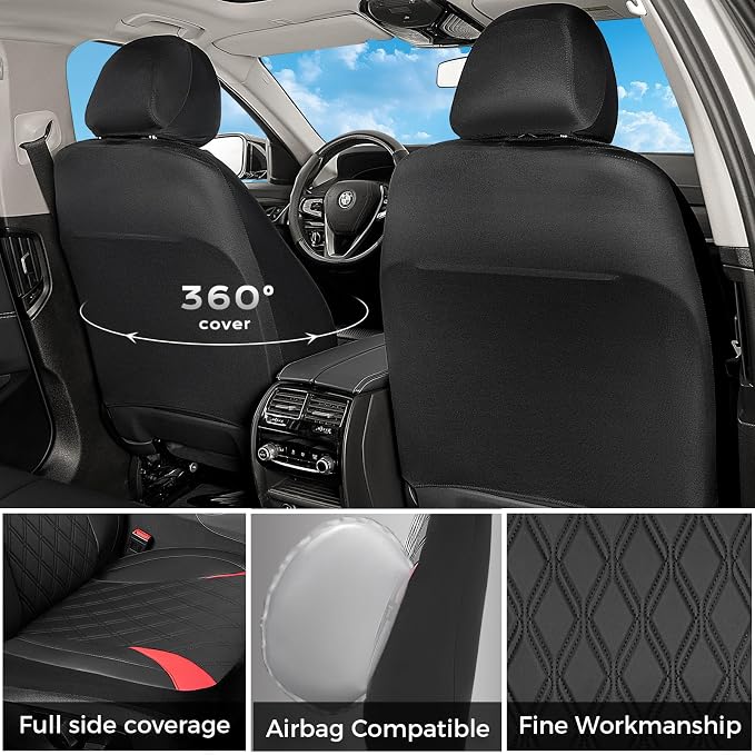 FLORICH Seat Covers Full Set, Leather Seat Covers for Cars, Waterproof Car Seat Protector Breathable, Front and Rear Seat Covers for Cars, Automotive Seat Covers Universal Fit for Most Car SUV Truck