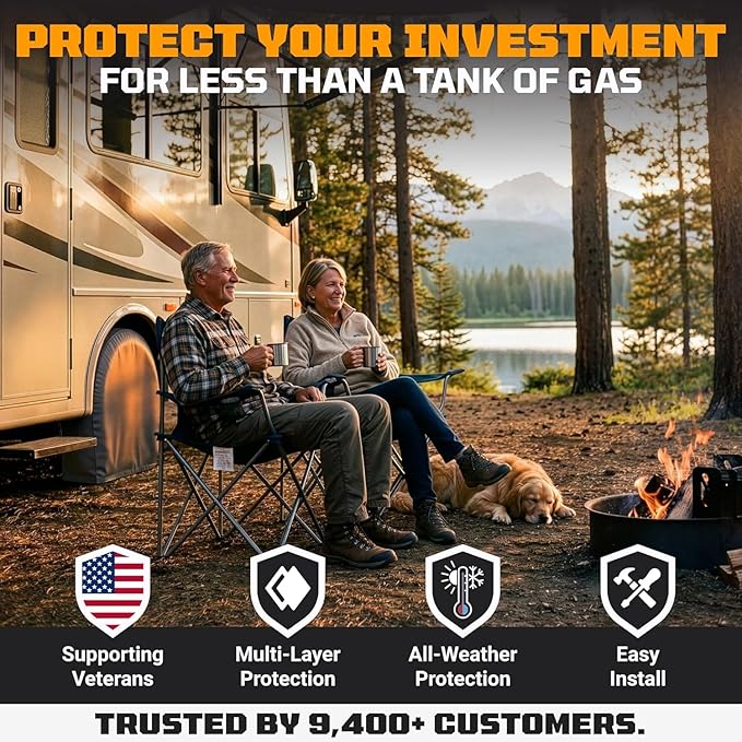 TIRESHIELD PRO Trailer Tire Covers (Set of 2) - Heavy Duty All-Weather UV-Resistant Protective Wheel Covers w/StormLock-System - Year-Round Protection for Your Trailer Tires w/ 32-34.75" Diameter