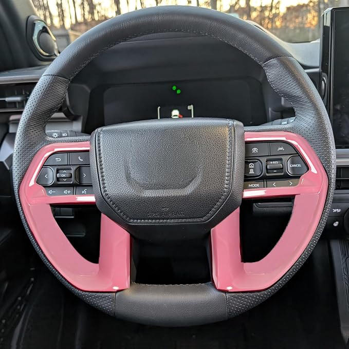 for Toyota Tacoma 2024 2025 2026 for 4Runner 2025 Up Interior Accessories Dashboard Decor Center Consoles Shift Panel & Steering Wheel Cover ABS Decorative Frame Pink