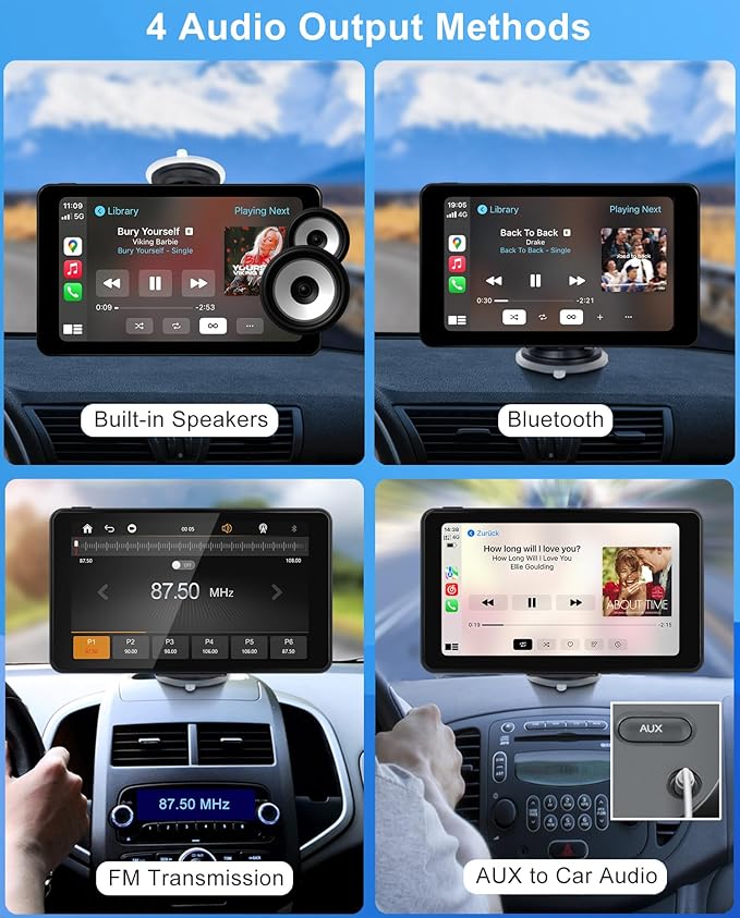 7" Wireless CarPlay Screen Car Stereo Compatible Apple CarPlay and Android Auto Portable Touch Screen AirPlay, GPS Navigation, Bluetooth, Voice Control, Mirror Link (7 Inch)