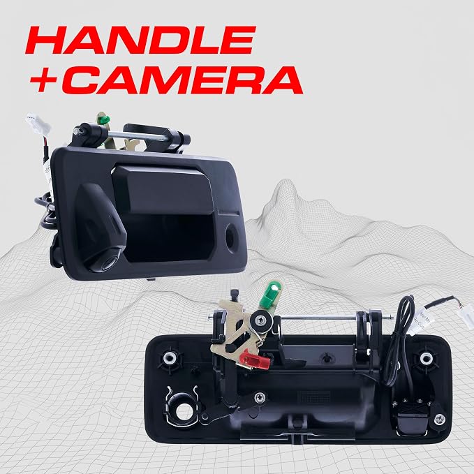 Master Tailgaters Black Tailgate Handle with Backup Camera Replacement for Toyota Tundra (2014-2024), Tacoma (2016-2024) | IP68 Waterproof | Parking Grid Lines Available | Easy to Install