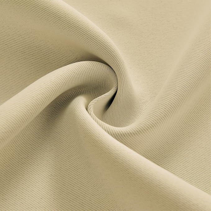 Joydeco Custom Blackout Curtains for Bedroom, 1 Panel Room Darkening Curtains & Drapes for Living Room Window Rod Pocket Back Tab (Custom Size,Beige)