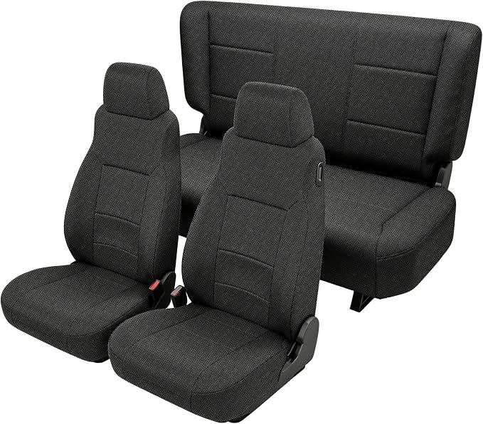 Custom Seat Covers for Jeep Wrangler TJ 2003-2006 & for Jeep Wrangler Unlimited 2004-2006 Heavy Duty Cloth Protector Interior Accessories，Waterproof & Machine Washable - Black（Full）