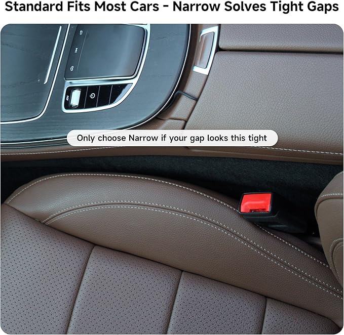 Givifive Car Seat Gap Filler Set of 2, 3IN1 Seat Side Gap Filler Plug with Storage Slot & Hook Function, Soft Foam Universal Fit Car SUV Truck Fill Gap Between Seats Console Organizer (Narrow Red)