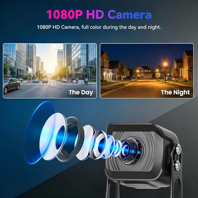7 Inch Touchscreen Wired Backup Camera System, AHD 1080P Full Color Night Vision, 4K DVR Recording, IP68 Waterproof, Loop Recording, Parking Monitor, 9-32V for Truck Tractor Excavator Skid Steer RV
