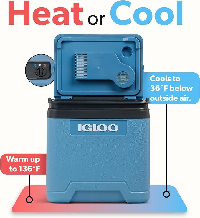 Igloo Thermoelectric Cooler & Warmer | 12V Portable Cooler for Truck, RV, Car & Home