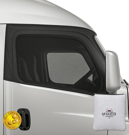 XXXL/Window Sun Shades for Trucks (9 Sizes) - Slip-On Breathable Mesh Socks for Side Windows, Full Coverage, Heat & Bug Protection, 2-Pack by Qualizzi