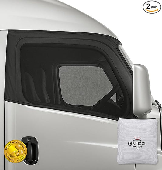XXXXL/Truck Side Window Sun Shade (9 Sizes) - Front or Rear Slip-On Screens for Sun, Heat, Bugs & Privacy Protection, 2-Pack by Qualizzi