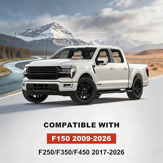 for Ford F150 SuperCrew Seat Covers 2009-2026 Full Set All Trims | Custom Leather F250/F350/F450 Seat Covers 2017-2026 XL XLT Lariat Platinum King Rach Limited Airbag Safe Full Waped, Black