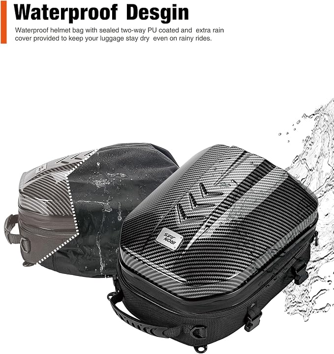 Grapelet Motorcycle Tail Bag Backpack Waterproof ABS Hard Shell Motorbike Luggage Bags Helmet Bags with Expandable Storage 24L-35L