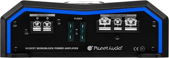 Planet Audio PL2500.1M Monoblock Car Amplifier - 2500 High Output, High/Low Level Inputs, Low Pass Crossover, Hook Up to Subwoofer for Bass