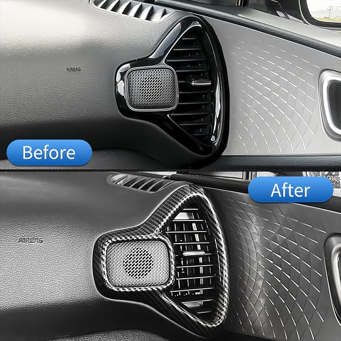 2PCS Dashboard Side Air Vent Trim Covers Compatible with Soul 2020-2025 Accessories (Carbon Fiber Pattern)