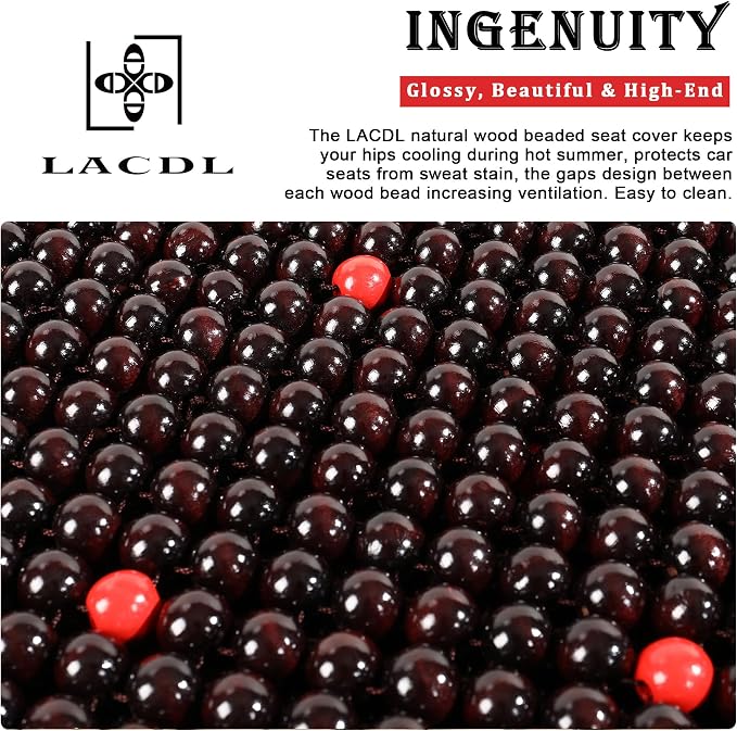 LACDL Beaded Seat Covers for Truck, Trailer, Van, RV, Car Seat Cooling Cover, Auto Ventilated Seat Cushion, Wood Breathable Car Seat Beads, Seat Cooler Pad Sweat Protector for Summer, Stars