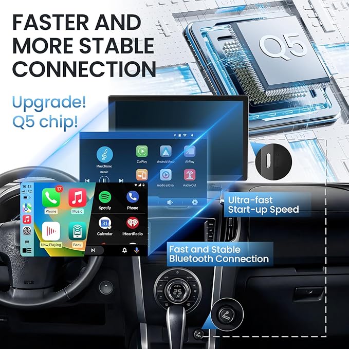 TECXERLLON 9.0'' Carplay Screen for Car, Portable Car Stereo with Apple Carplay & Android Auto, Car Audio Receivers with Mirror Link, Screen for All Vehicles(No Camera)