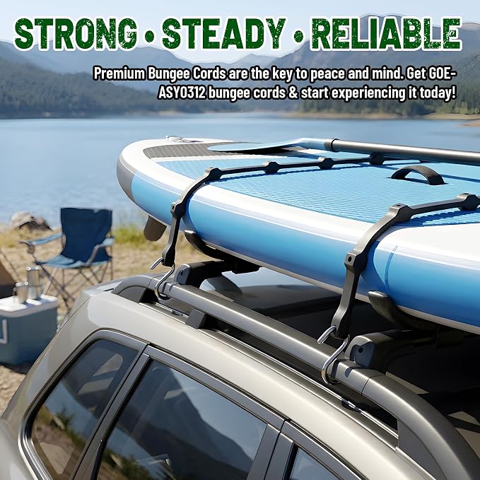 Adjustable Bungee Cords with Hooks (10 Pack) – 31" Heavy Duty EPDM Rubber Tarp Straps, 6-Way Adjustable Length, Max Stretch 2X, Load 180+ LBS, Crimped S Hooks for Cargo, Trucks, Camping