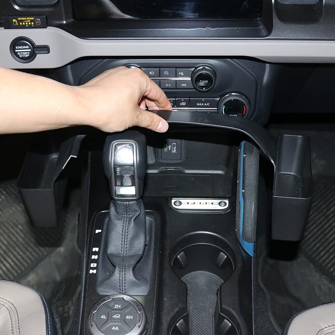 Center Console Organizer Tray Shifter Storage Box for 2021 2022 2023 2024 2025 New Ford Bronco 2/4 Door Gear Shift Driver Passenger Side Additional Hanging Storage Pocket Interior Accessories