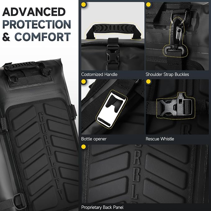 Motorcycle Tail Bag, 30L Waterproof Motorcycle Travel Bag | 2 Size and 3 Color Options Motorcycle Saddle Bag, PVC Luggage Bag, Rear Seat Bag, Classic Black GT-30BL
