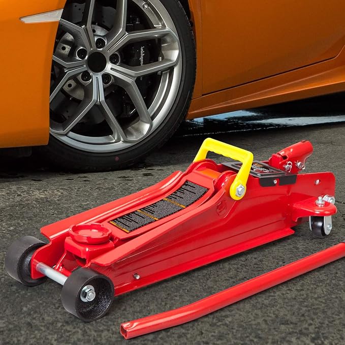 Big RED T825051-1 Torin Hydraulic Low Profile Trolley Floor Jack with Single Piston Quick Lift Pump, 2.5 Ton (5,000 lb) Capacity - Red