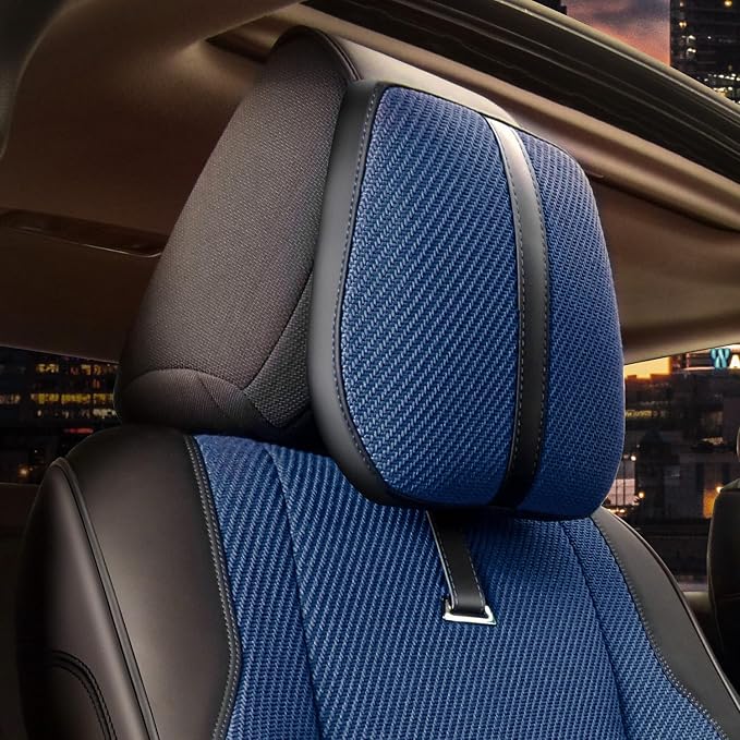 Drive Series Front Row Set Seat Covers Universal for Cars Trucks SUV, Navy Blue, CA-SC-Drive-F-NB