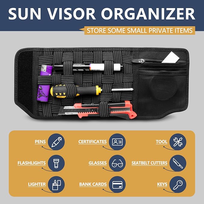 sukemichi Visor Organizer Sun Visor Molle Panel for Bronco, Tactical Sun Visor Organizer Molle Webbing For Ford Bronco Accessories 2021-2025 Visor Storage Holder Pouch,2 Pack,Fit Driver Passenger Side