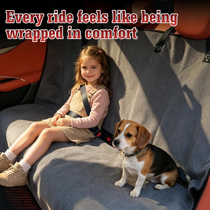 Car Seat Cover Towel, Waterproof Sweat Absorbent Back Seat Protector for Sedans SUVs & Minivans, Non-Slip Machine Washable Rear Bench Cover for Post-Gym, Beach, Pets & Kids (Gray)
