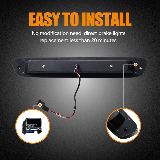 Third 3rd Brake Light LED for 2004-2012 Chevy Colorado/GMC Canyon, High Mount Rear Brake Lights Assembly, Waterproof Center Cab Cargo Lamp Stop Light