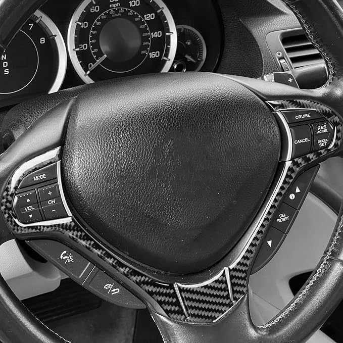 Black Soft Carbon Fiber car Interior Steering Wheel Sticker 1/Piece Decorative Sticker Suitable for Acura TSX 09-14 Carbon Fiber car Interior