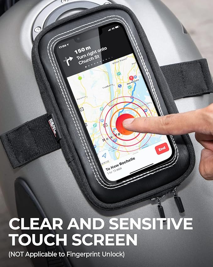 KEMIMOTO Motorcycle Tank Bag Phone Holder Pouch with 8 Strong Adsorption Snaps for up to 6.3 inch Phone Touch Screen GPS Navigation