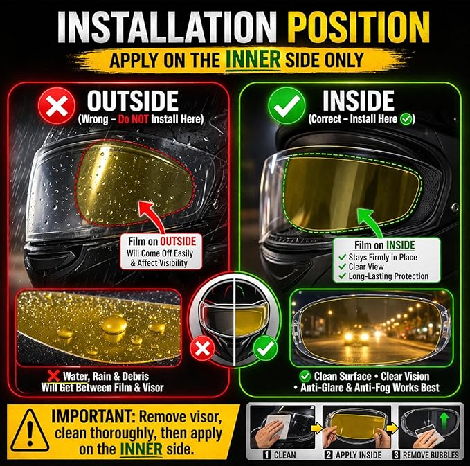 Universal Helmet Visor Anti-Glare and Anti-Fog Combined Film - Ideal for Motorcycle Helmet Lens, Alternative to Insert Lens - Ultra HD Helmet Shield Films, Anti-Steaming, Safer Rides
