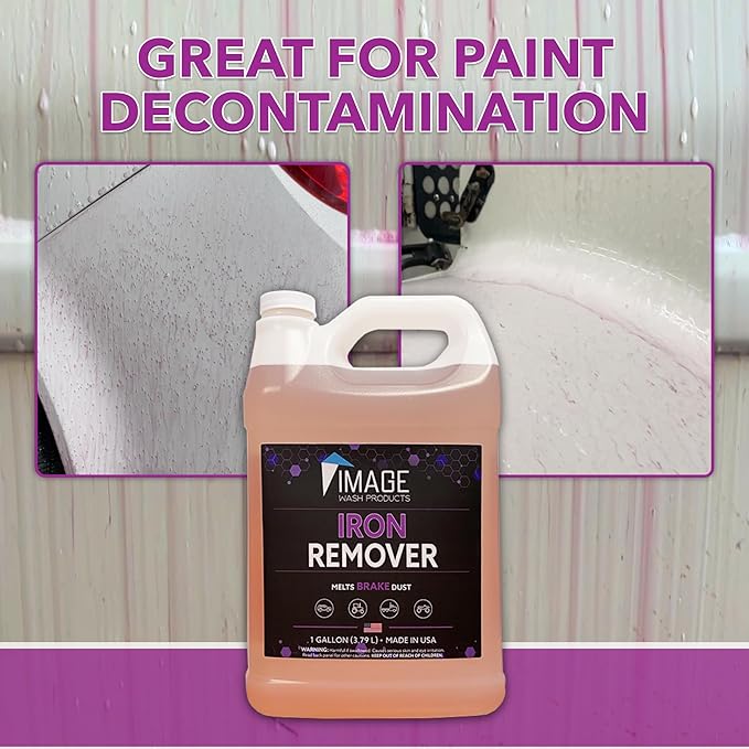 Image Wash Products Iron Remover - 1 Gallon - for Industrial Fallout, Brake Dust, and Iron Stains - Safe for All Surfaces Including Homes and Cars/Trucks - Remove Orange Stains Fast & Easy