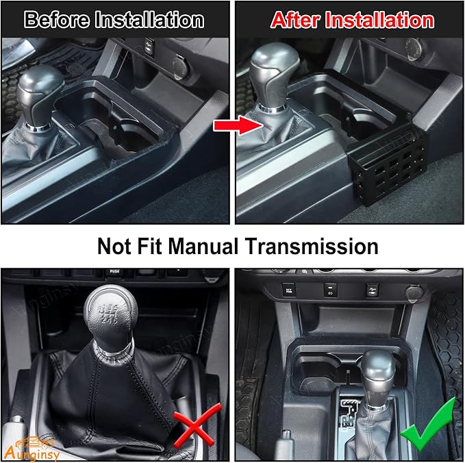 Aunginsy Center Console Gear Shift Storage Basket Compatible with Toyota Tacoma 3rd Gen 2016-2023 Aluminum Gear Shift Side Organizer Tray Armrest Storage Box Accessories, Not Fit Manual Transmission