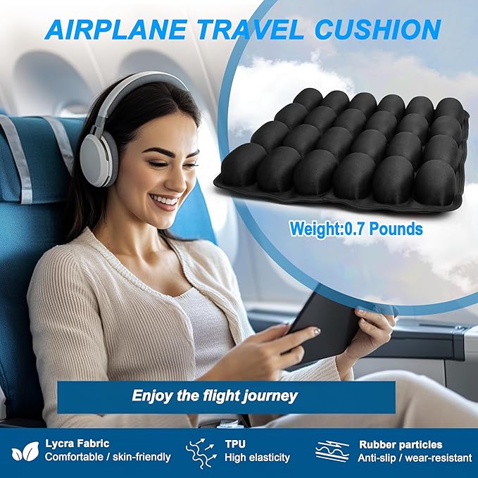 Sondor Travel Cushion,Portable & Adjustable Airplane seat Cushion for Long Flights,Inflatable Cushion for Wheelchair, Travel,Driving