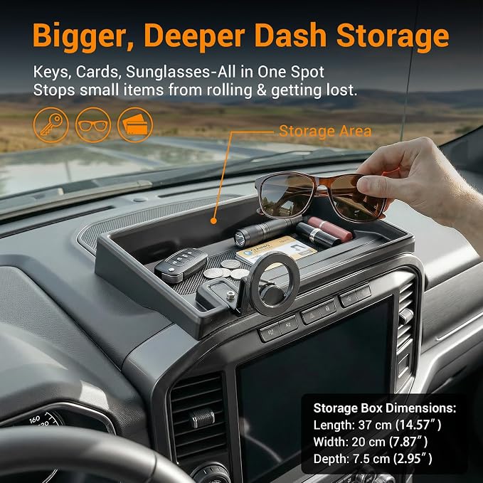 Dashboard Phone Holder Compatible with 2021-2025 Ford F150 with Speaker Center Console Organizer Dashboard Phone Multi-Mount Kit for F150 Accessories(f150 2021-2025 w/sub)