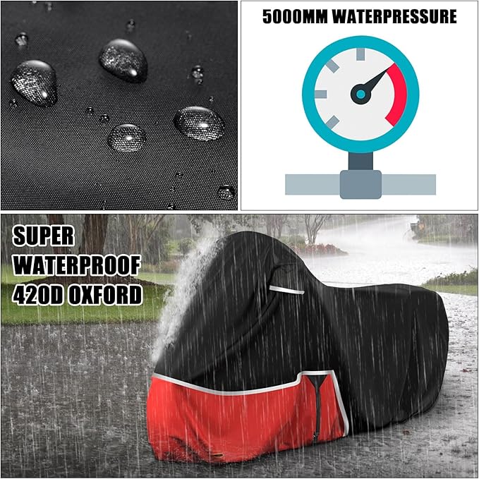 Waterproof Motorcycle Cover Replace for Honda Adventure Model, 420D Oxford Cloth Honda Africa Twin,CRF250f, CRF300l and NC750X/CB500X/XR150L Motorcycle Cover for Snow Rain Dust Protection