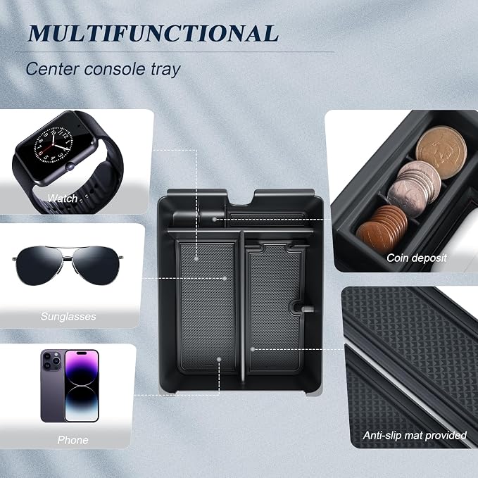BIBIBO 3Pack for 2026 Honda Passport Center Console Organizer 2026 Honda Passport Console Armrest Tray+Cup Holder +Wireless Charging Mat 2026 Passport Insert Organizer 2026 Honda Passport Accessories