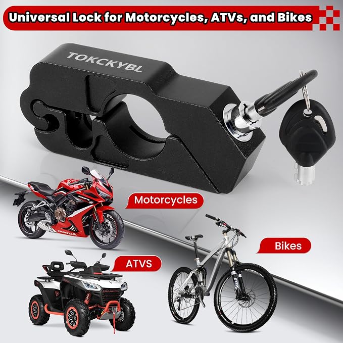 Motorcycle Lock, Heavy Duty Anti Theft Helmet, Brake and Handlebar Lock, Universal for Motorcycles, ATVs, Dirt Bikes, Mopeds, Scooters, Black